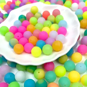 100PCS 15MM Glow-in-the-Dark Luminous Silicone Round Beads, Soft Flexible Texture, for DIY Crafting, Jewelry Making (Toys & Hobbies, Beading Supplies)