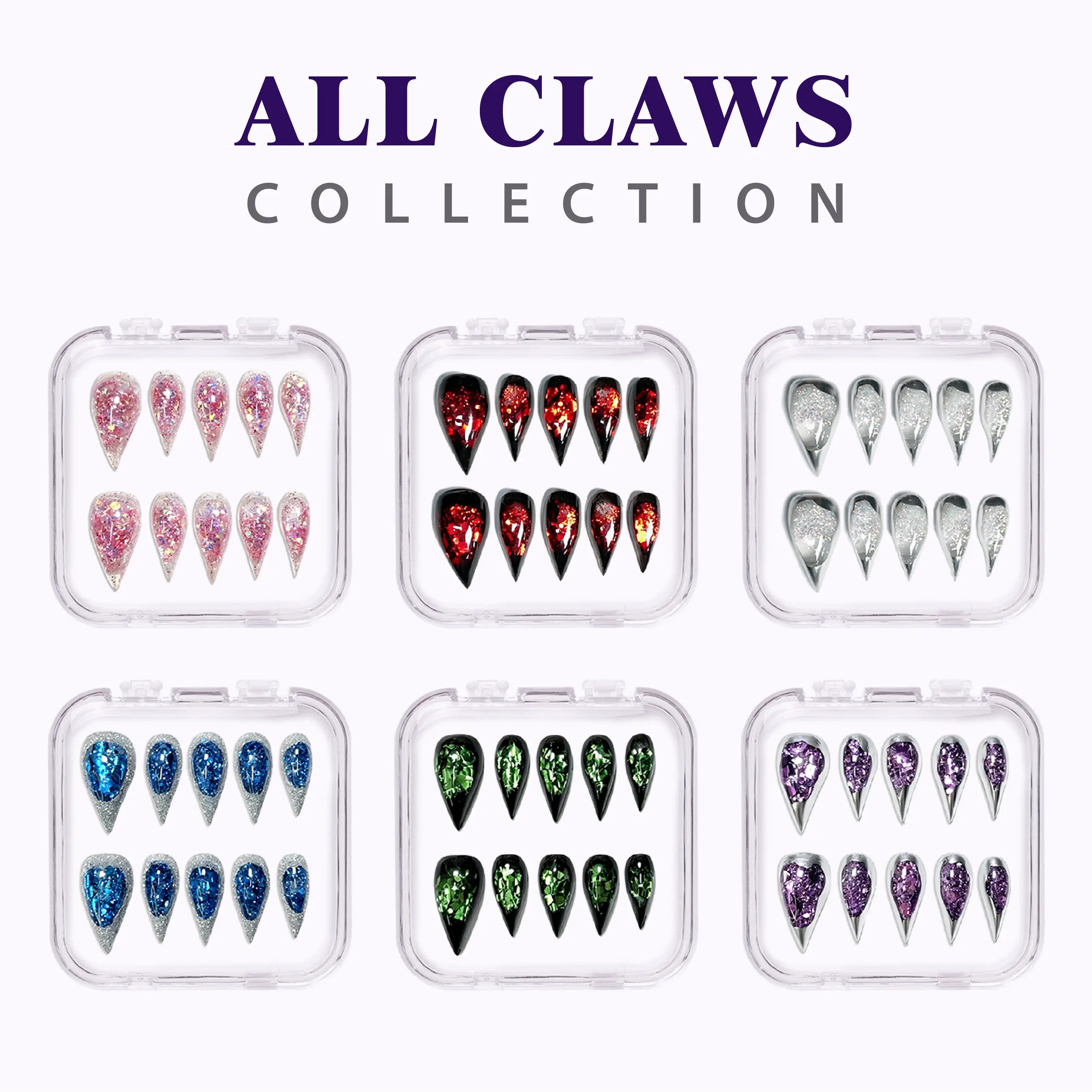 POPSOULnails  Cat Claw( Dragon Claw) Press On Nails, 100% Handmade  Natural False Nails, Artisan-Crafted in 6+ Hours, 3D Floating Glitter Cavity Dynamic Liquid Aquarium Nails, Sharp Curved & Sturdy for Gothic, Witchy, Rave, Festival & Cosplay Looks