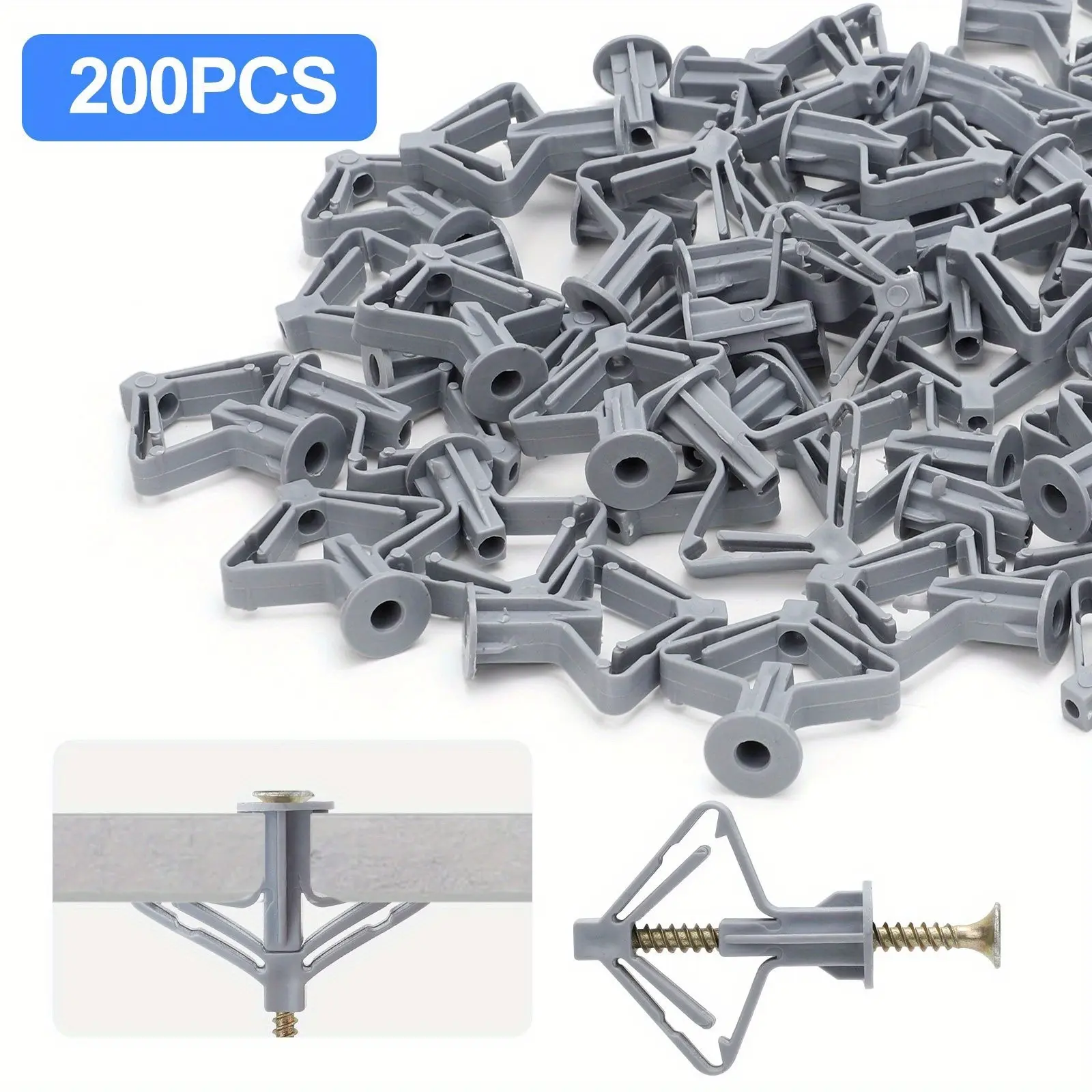 200pcs Heavy-Duty Expansion Screws, Drywall Anchors & Butterfly Expansion Plugs
