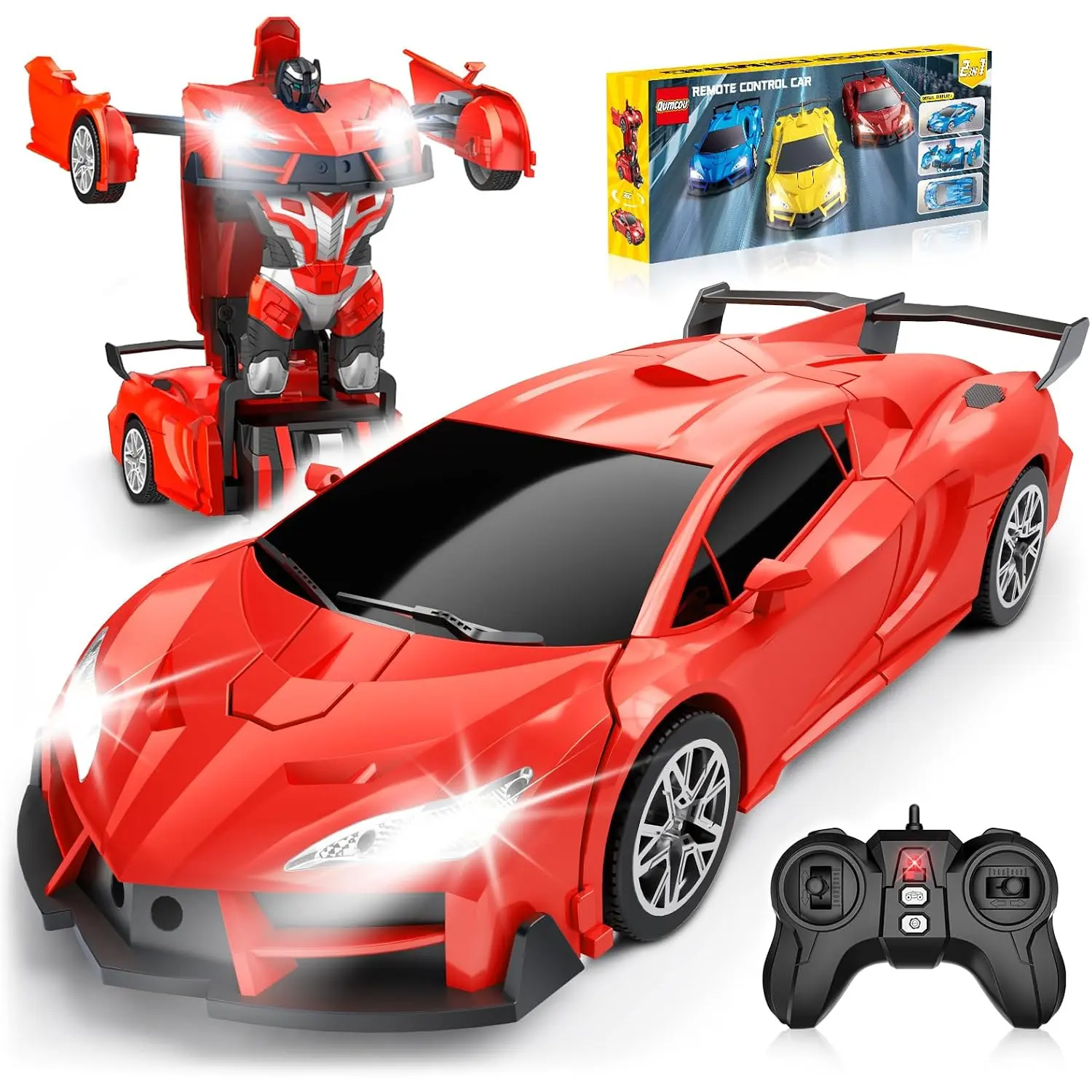 1:16 Transform Remote Control Car, Toys for Boys Age 3-8, Red