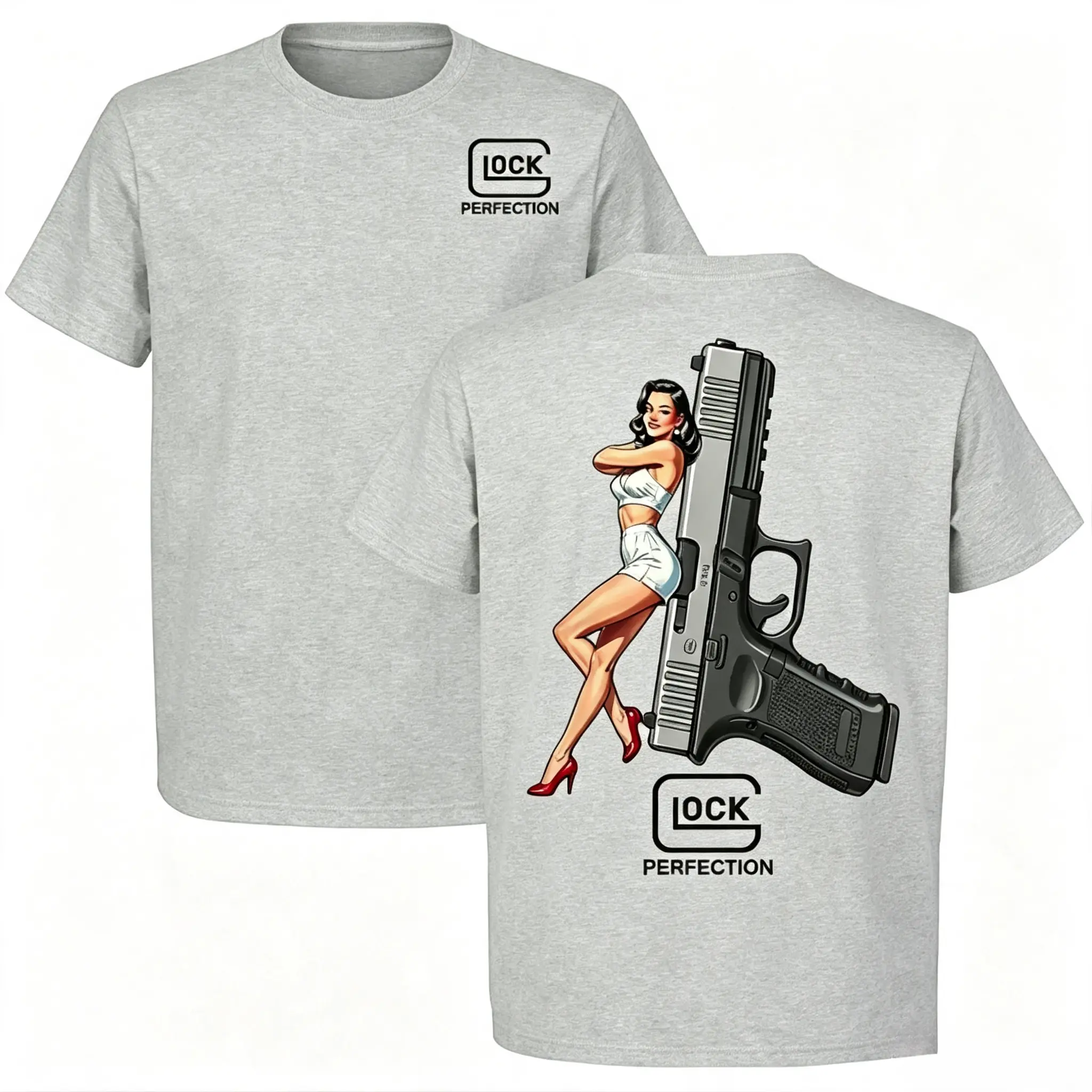 Glock Perfect Sexy Women's T-Shirt, vintage gun tactical T-shirt, is an excellent choice for gun enthusiasts, featuring a tactical style graphic tee PLK0316