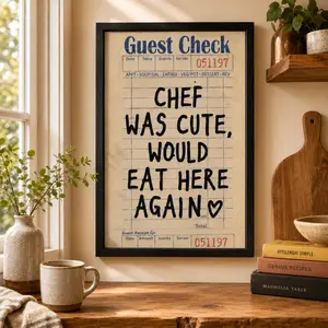 Kitchen Decor Chef Was Cute Wall Art Print Posters Wall Decor Dining Room Wall Prints Apartment (Unframed) Guest Check Prints AestheticCanvas Poster Wall Decor, Room Decorations, Funky Home Decor,bedroom canvas poster