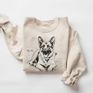 Phuhi- German Shepherd Crewneck Sweatshirt, Dog Lover Gift, Vintage Animal Sweater, Pet Dog Graphic Pullover