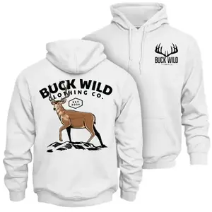 Buck Wild Deer Hunting Hoodie - Whitetail Buck Back Graphic , Classic Southern Hunting Lifestyle Brand Style , Outdoor Sporting Hunter Apparel Hoodie