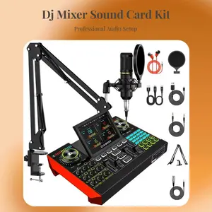 Tenlamp G10-BM800 Multi-Functional DJ Mixer Sound Card Kit - Portable USB & Bluetooth Audio Controller with Separate Reverb, Treble, Bass Adjustment, Plug-In Wired Audio Recording Equipment for Content Creators, Beginner DJs