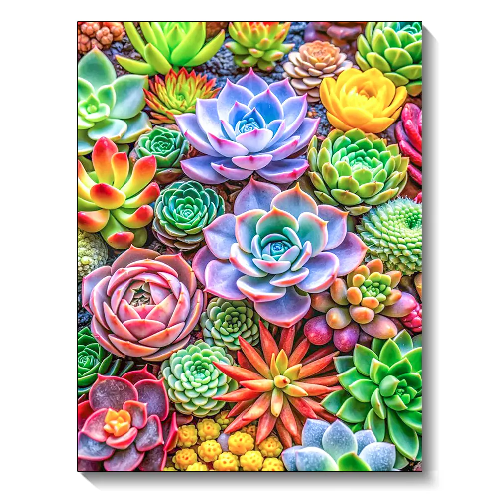 DIY 5D Diamond Art Painting Plants Beautiful Colorful Succulent Series Full Diamond Embroidery Kit Handmade Home Decoration