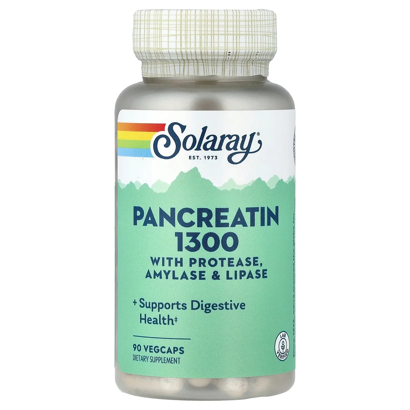 Solaray Pancreatin 1300 With Protease, Amylase & Lipase, 90 VegCaps