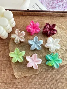 Cute Flower Design Mini Hair Claws, Flower Hair Clip, Fashion Hair Accessories for Women & Girls, Minimalist Headwear Suitable for Thick Hair, Synthetic Claw Clip