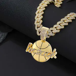 Zinc Alloy Im Back Basketball Legend Pendant Gold Tone Iced Out Heavy Miami Cuban Link Chain Luxury Bling Lab Diamond Hoop Dreams Necklace Mens Urban Streetwear Sports Jewelry Hip Hop Court Culture Accessories Golden Finish Athlete Statement Piece