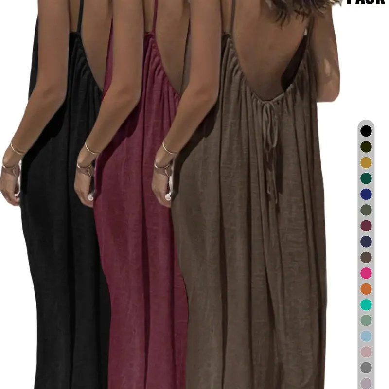 Women's Sleeveless Spaghetti Strap Plain Dress, Elegant Long Summer Nightgown for Indoor Wear, Casual Loose Fit Sleepwear, Nightdress Sleepwear, Elegant Nightwear for All Seasons