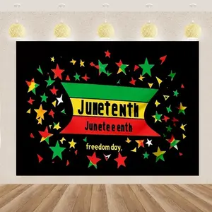 1pc Juneteenth Backdrop Freedom Day Star Stripes Design Multiple Sizes Polyester Material for Birthday Tailgate Party Event Multipurpose Use