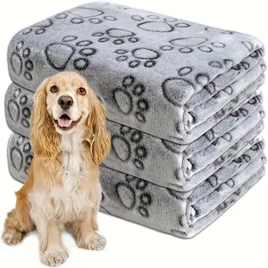 Ultra-Absorbent Microfiber Dog Bath Towel for Quick Drying, Cute Bone and Paws Pattern Pet Towel for Cats and Dogs Playtime
