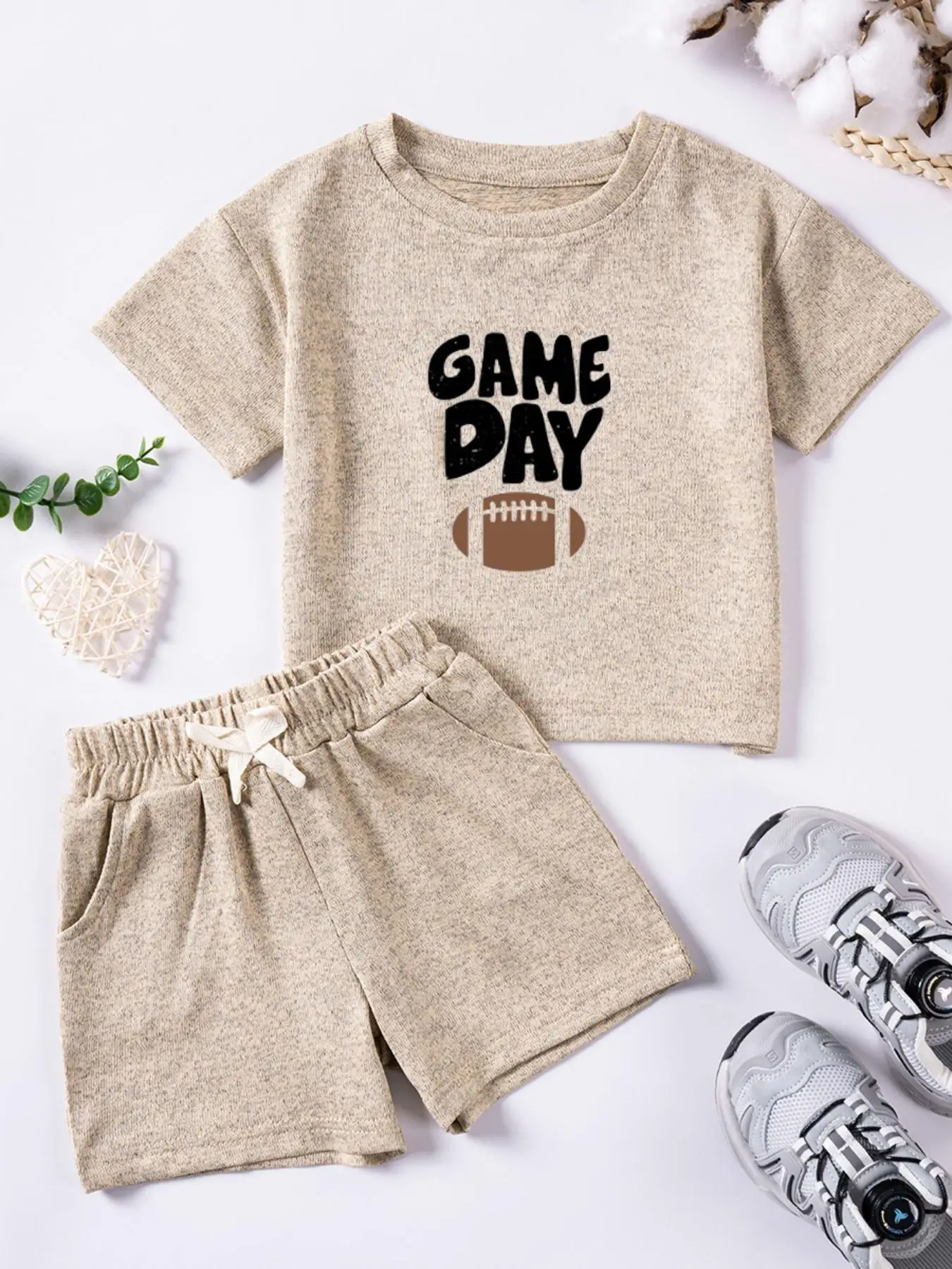 Two-piece Set Boy's Letter Print Short Sleeve Top & Shorts, Casual Round Neck T-shirt & Pocket Shorts, Kids Clothes for Summer