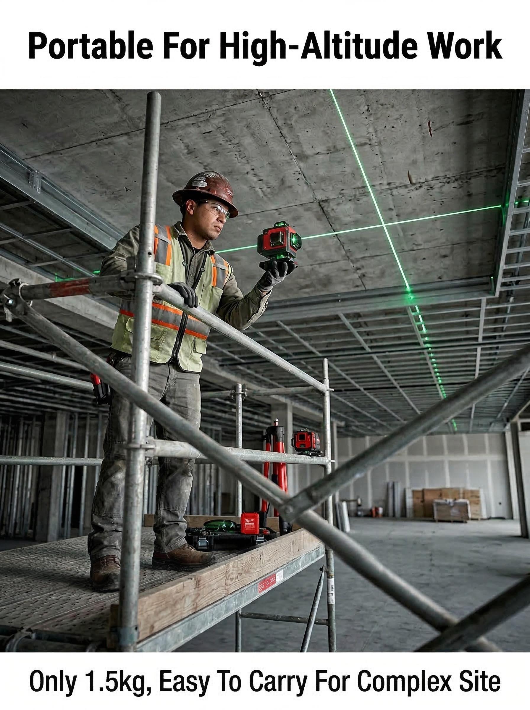 Milwaukee 16 Line Laser Level Kit For Construction Layout And Interior Installation Measuring Tool ±0.3mm Accuracy Dual Power Long Runtime Line Laser Level with Tripod