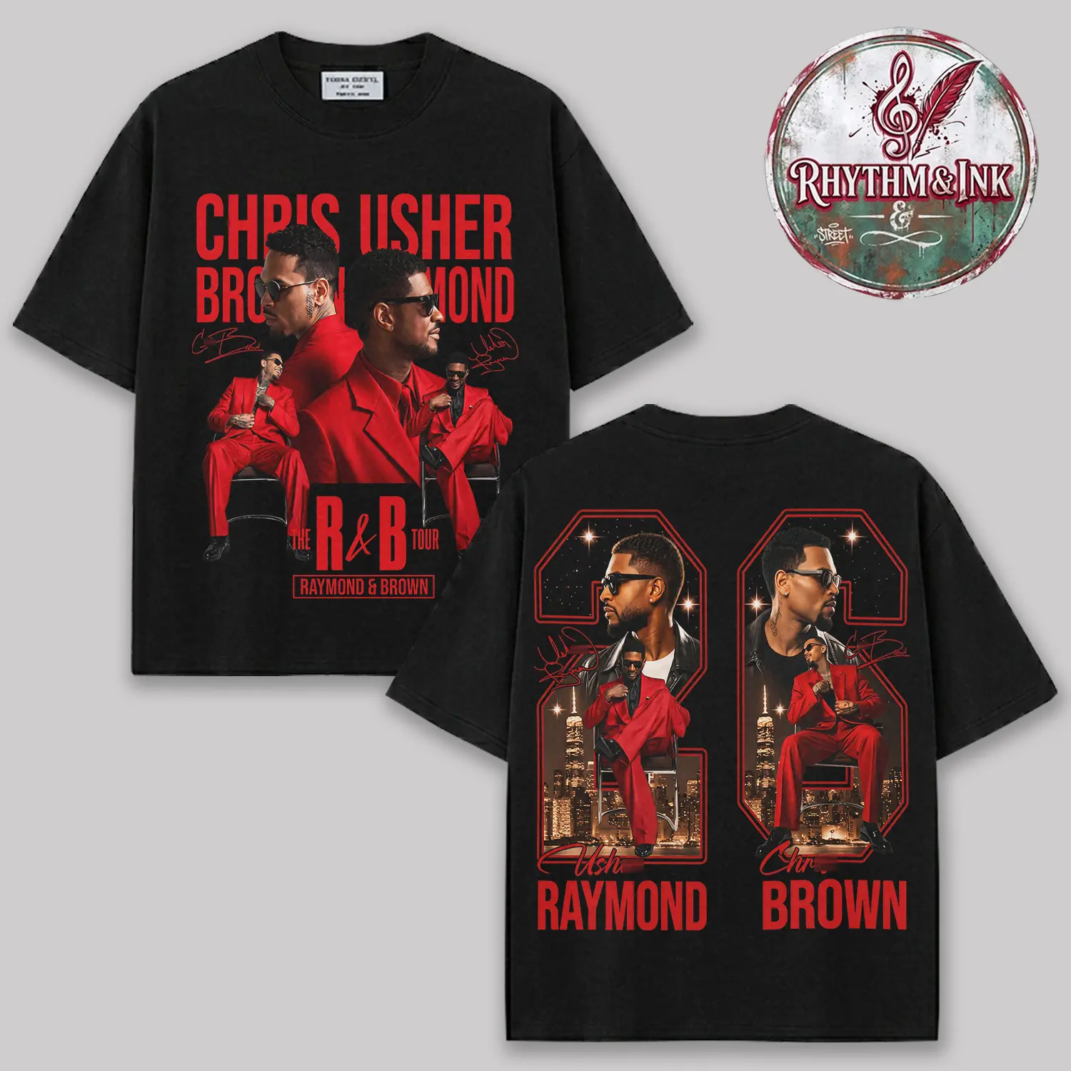 The R&B Tour 2026 V2 Concert Merch : Raymond & Brown Premium Cotton T-Shirt, R&B Music Duo Graphic Tee, Urban Hip Hop Soul Streetwear Shirt, Concert Tour Merch, Gift for R&B Fans, Vintage Music Tee