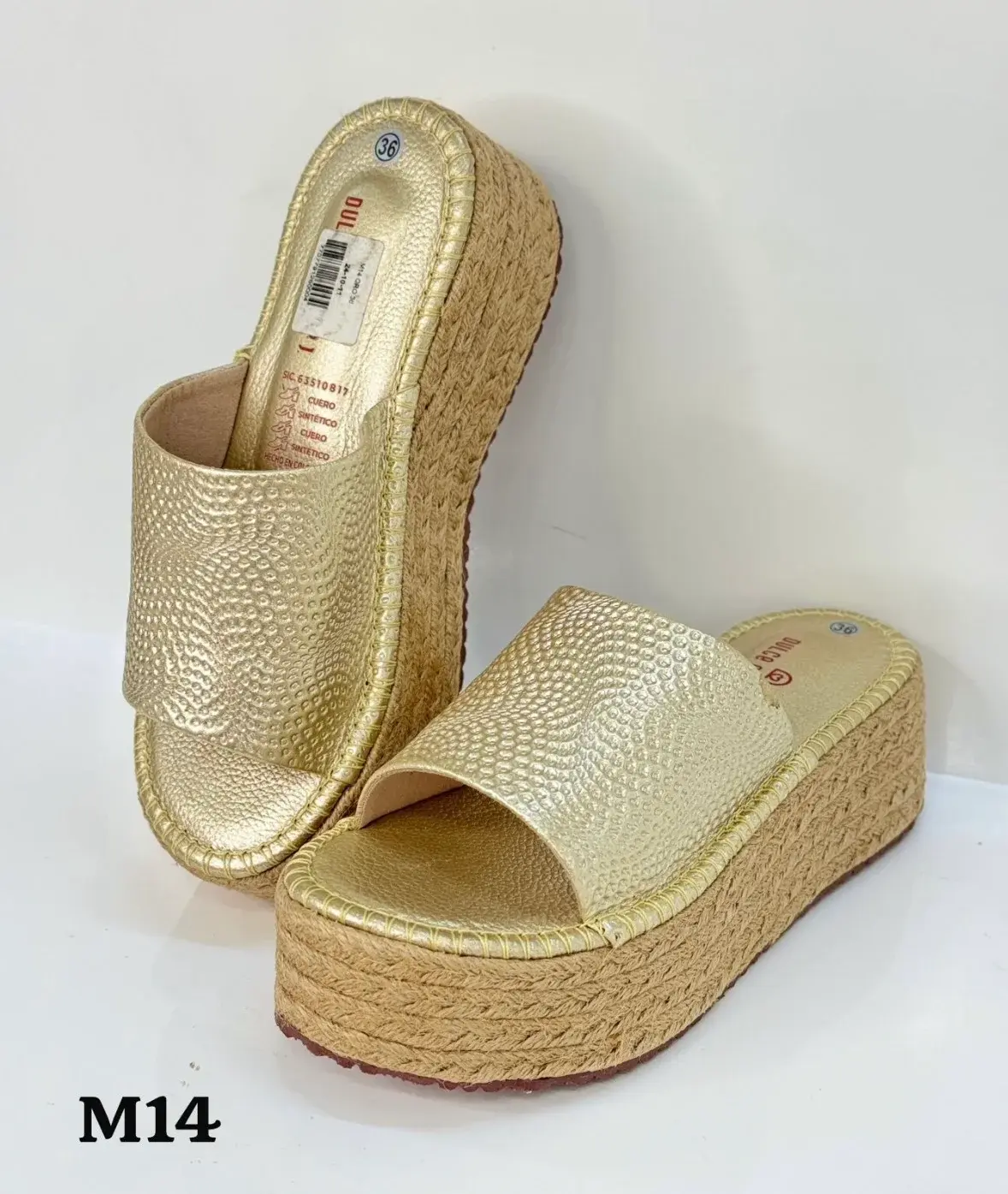 Women's Leather Platform Clogs, Casual Open Toe Slip-On Sandals with a Lightweight Woven Jute Wedge Heel - 5cm Height