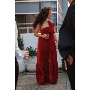 Betina Bow Front Maxi Dress - Red Velvet
