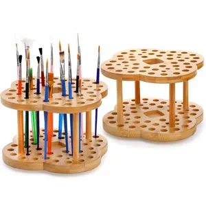 2 Pack Rotating  Brush Organizer Holder - 53 Holes  Display Drying Stand - Artist Watercolor Brush Stand Rack Art  Storage Organizer