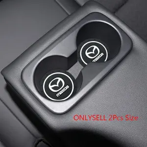 2Pcs Car Badge Logo Emblem Silicone Cup Water Coaster Car Water Cup Slot Anti-Slip Dustproof Mat Car Interior Decor Car Accessories Suitable for Mazda Mazda 2 3 6 5 Demio CX3 CX4 CX5 CX-4 CX-5 CX7 CX30 MX3 MX5 MS Speed ​​Axela Atenza