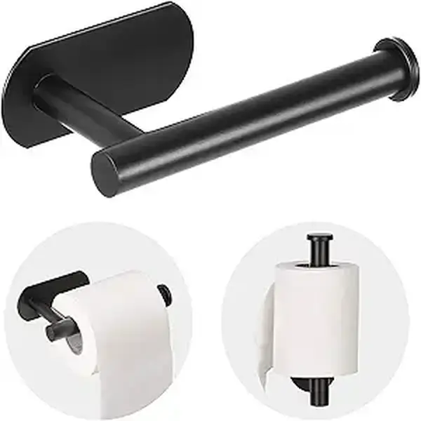 Toilet Paper Holder - Self Adhesive Toilet Paper Holder Wall Mount for Bathroom, SUS 304 Stainless Steel Command Strip Toilet Paper Roll Holder Stick On Wall, No Drilling