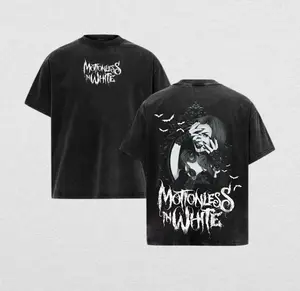 Motionless In White Vintage Band Shirt – Acid Wash Heavy Cotton Oversized Unisex Gothic Metalcore Graphic Tee, Dark Rock Streetwear Top