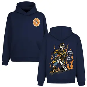 Best Job In The World Skeleton Firefighter Hoodie, 2 Sides, Ragtop Fire Chainsaw Hoody