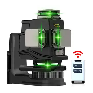 Zokoun 4x360 Degrees Self-leveling Green Line Laser Level with Remote Control, Pulse mode, Brightness Adjuster, Magnetic Bracket and 5000mAh Lithium-ion Battery