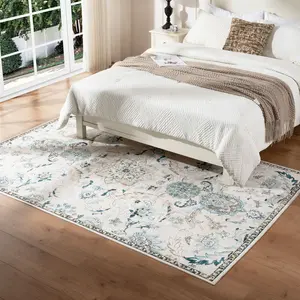 Machine Washable Vintage Area Rug - Soft Carpet With Non-slip Backing For Living Room, Bedroom, Office