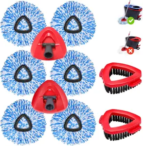 Mop Replacement Heads for O Cedar RinseClean 2 Tank System,3 Microfiber Mop Head Refills,1 Scrubber mophead and 1 Mops Base Combo Set for O-Cedar 2 Tank,MOp Replace Heads for Wet/Dry Floor Cleaning