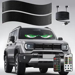 2PCS Synchronized Devil Eyes Light for Truck, 23.4”X4.7” Flex Car Window LED Display Screen, Dynamic Colorful Eye Lamp Programmable LED Eyes for Car Truck Windshield