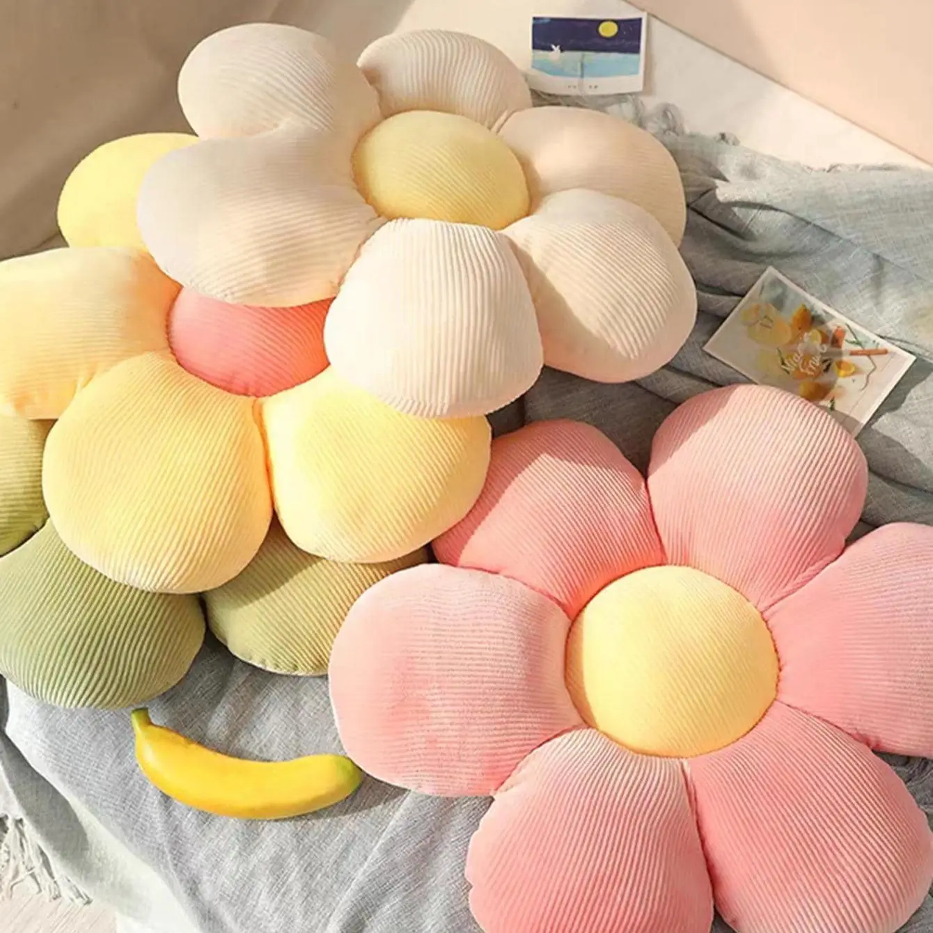 40cm Household Floral Design Cushion, 1 Count Soft Cartoon Cute Flower Decor Pad For Home Sofa Chair Bed Office, Sweet Furniture, Living Room Accessor