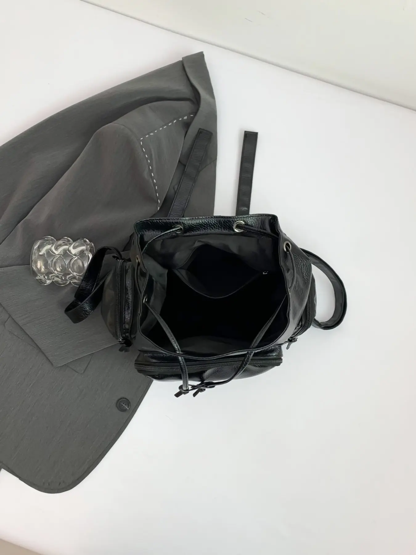 Original Self-Made Y2K Soft Leather Backpack, Dark Gothic Cross