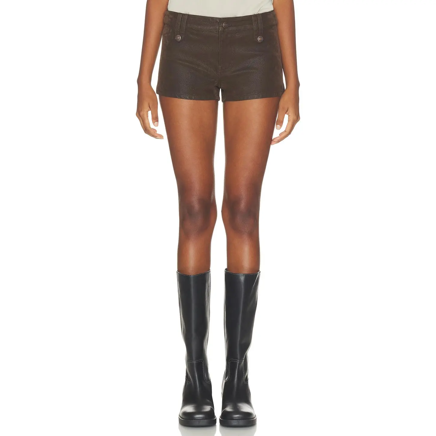 Free People Vagabond Suede Short in Chocolate Tore