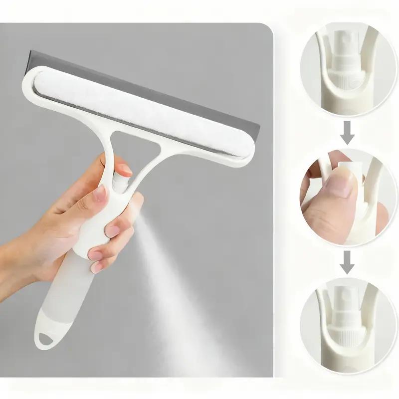 Snofrid 3in1 Window Tool - Squeegee, Scraper & Scrubber with Spray, Lightweight Silicone Microfiber Multipurpose Glass Cleaner, Home Cleaning Supply for Household, Car Windshield, Home Cleaning Tool, Multipurpose Cleaning Tool