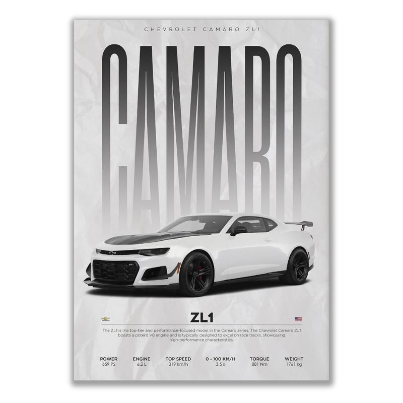 Chevrolet Camaro ZL1 Poster Home Decoration Wall Print Unframed Artistic Room Gift USA Made High-Quality Print