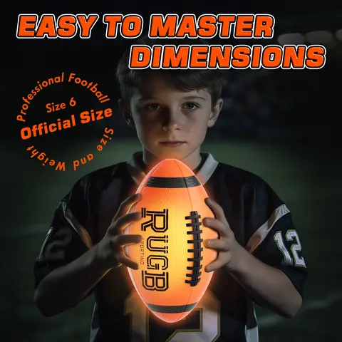 Lehoo Castle Light-Up Glow-in-the-Dark Rubber Football (Size 6), Unisex Water-Resistant Wetgrass-Ready Football Gear, 40 Mins Glow Time, Cool Gifts for Kids/Kid Stuff for Boys/Toys for Boys, Outdoor Night Game Sports Toy