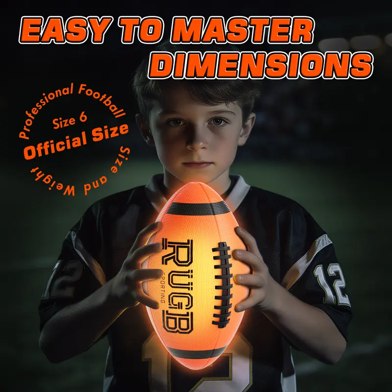 Lehoo Castle Light-Up Glow-in-the-Dark Rubber Football (Size 6), Unisex Water-Resistant Wetgrass-Ready Football Gear, 40 Mins Glow Time, Cool Gifts for Kids/Kid Stuff for Boys/Toys for Boys, Outdoor Night Game Sports Toy
