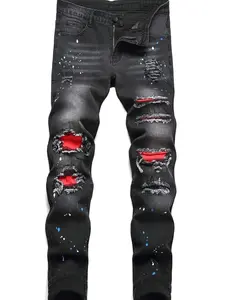 Men's Denim Jeans With Zippered Patch Design