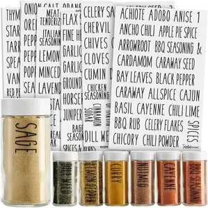 Labels Stickers Talented Kitchen Spice  Black Vinyl 145-Pack 1 Inch Preprinted Waterproof Spice Jar Labels