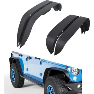 HECASA 4Pcs Front & Rear Fender Flares with Mud Guards for 2007-2018 Jeep Wrangler JK/JKU 2/4 Doors – Full Fender Extension Kit-TK
