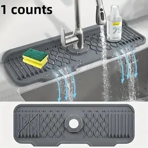Silicone Kitchen Sink Drainage Pad, Splash Proof, 1 Count Foldable, Self Draining Sink Mat, Easy To Clean Sink Mat, Kitchen Accessories
