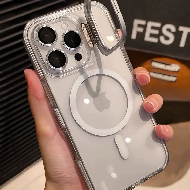 Apple iPhone Clear Camera Stand MagSafe Phone Case with Transparent Design and Enhanced Camera Protection