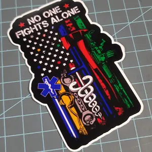 "No One Fights Alone" First Responder Sticker: Unity and Courage in Vinyl Decor Decorative