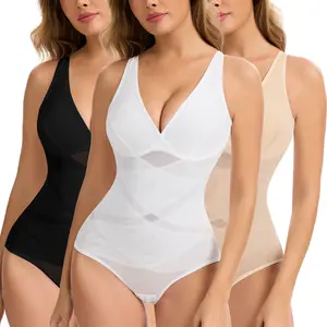 Women's  V Neck Shapewear Bodysuit Tummy Control Butt Lifter Panty Hi-Waist Trainer Body Shaper, Basic Minimalist Breathable Comfortable Womenswear Underwear Compression Girdles