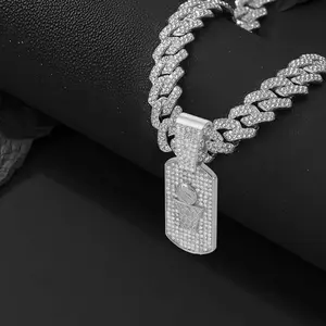 Silver Tone Basketball Hoop Pendant Iced Out Miami Cuban Link Chain for Men White Gold Finished Bling Swish & Net Hip Hop Necklace Basketball Lover Charm Urban Streetwear Mens Iced Out Jewelry