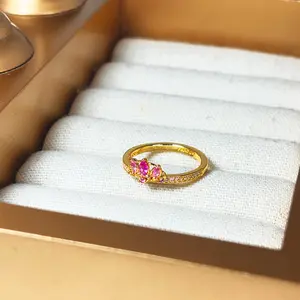 Rapunzel Tiara Ring – 14k Gold-Plated Princess Crown with Pink CZ Crystals