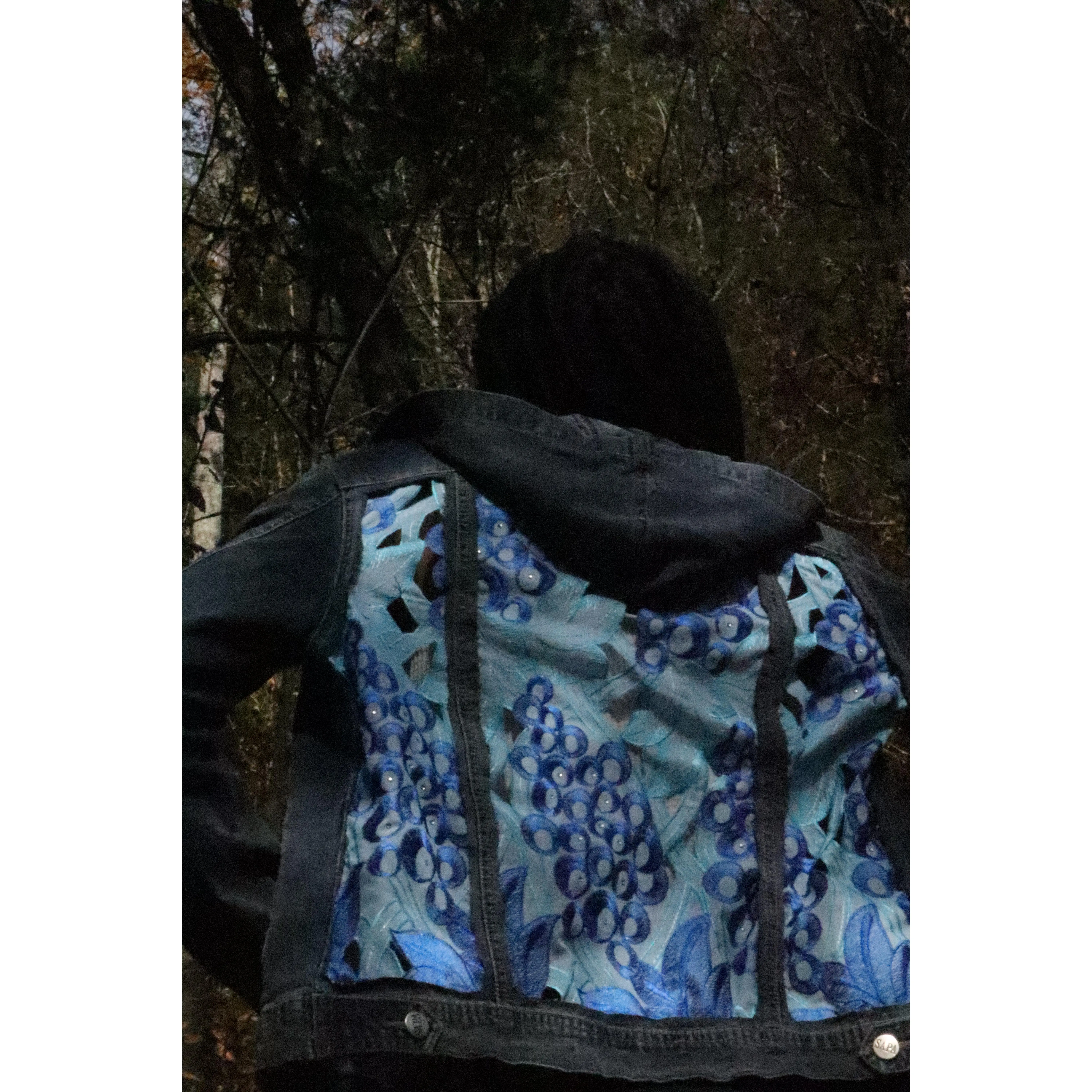 Blueberry Hoodie- Reworked Denim Jacket