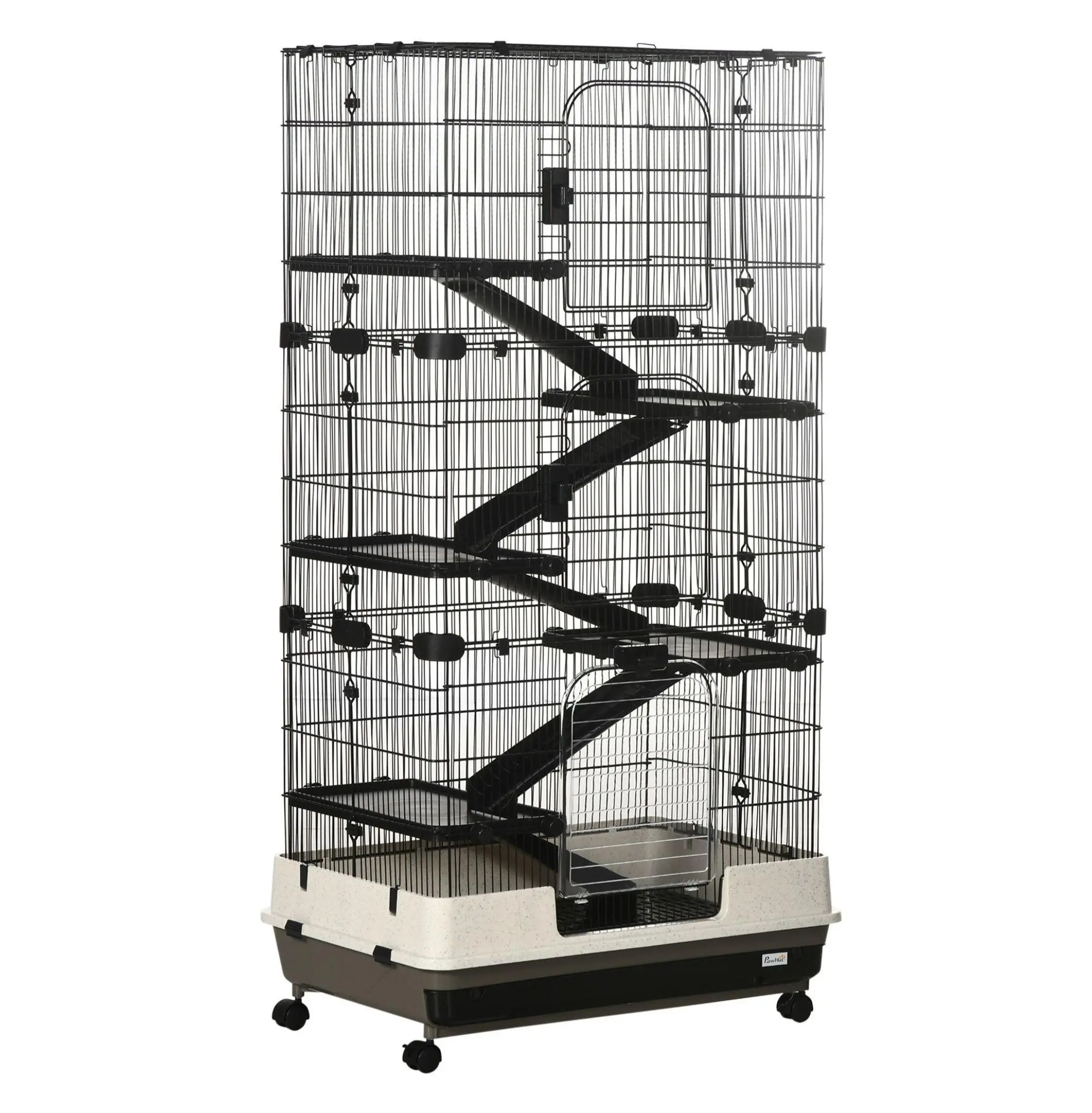 Small Animal Cage with Wheels, 6-Tier Bunny Cage Portable - Rabbit Chinchilla Ferret Habitats, Easy Clean Rolling Pet Cage with Security Brakes as Pic