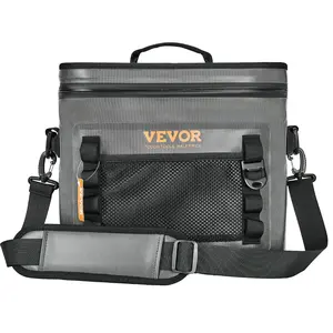 VEVOR Soft Cooler Bag, 24 Cans Soft Sided Cooler Bag Leakproof with Zipper, Waterproof Soft Cooler Insulated Bag, Lightweight & Portable Collapsible Cooler for Beach, Hiking, Picnic, Camping, Travel
