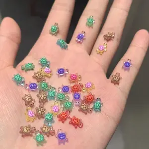 Resin Mini Turtle Pendant Set, 100/200 Pieces with Storage Box, Glossy Flat-Bottomed, Multicolor, Ideal for DIY Crafts & Scrapbooking